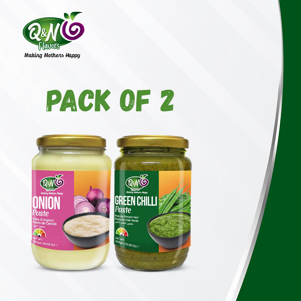 Q&N FLAVORS ONION PASTE / GREEN CHILLI PASTE 300GM