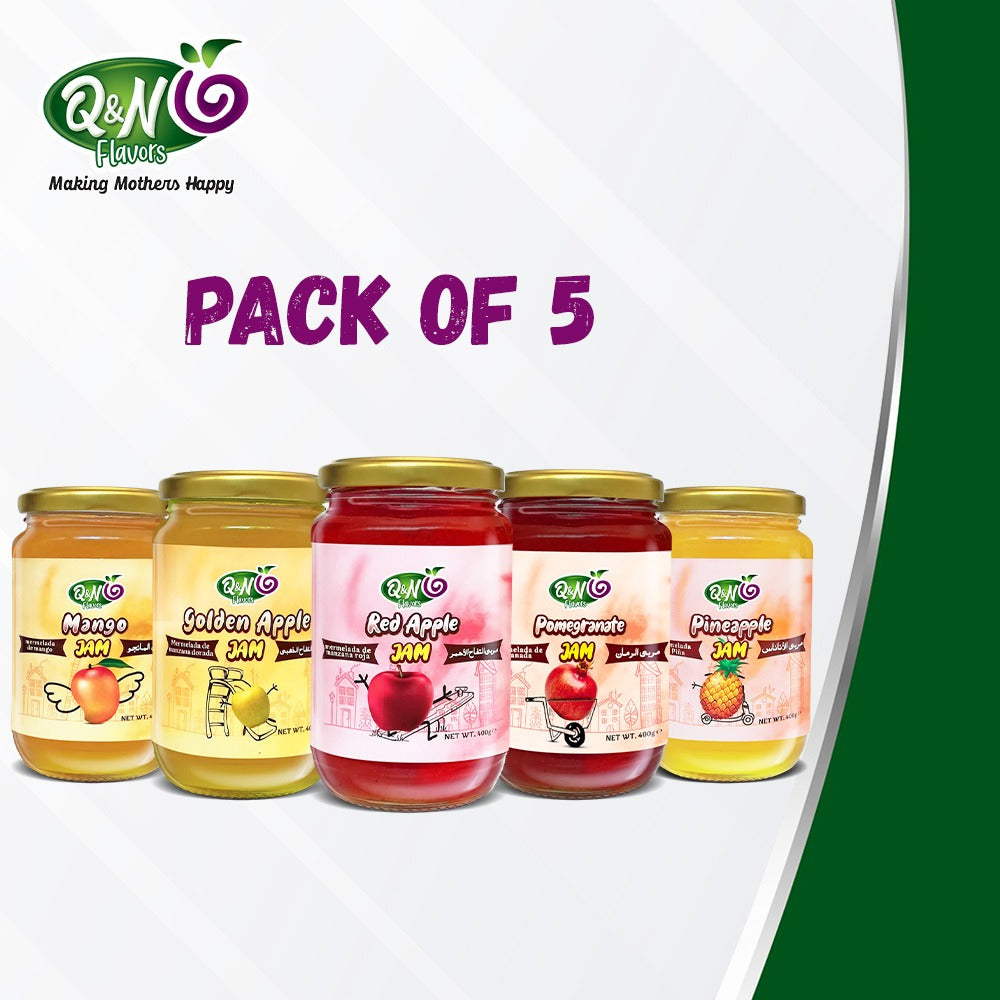 Q&N FLAVORS MANGO JAM / GOLDEN APPLE JAM / RED APPLE JAM / POMEGRANATE JAM / PINEAPPLE JAM 400GM