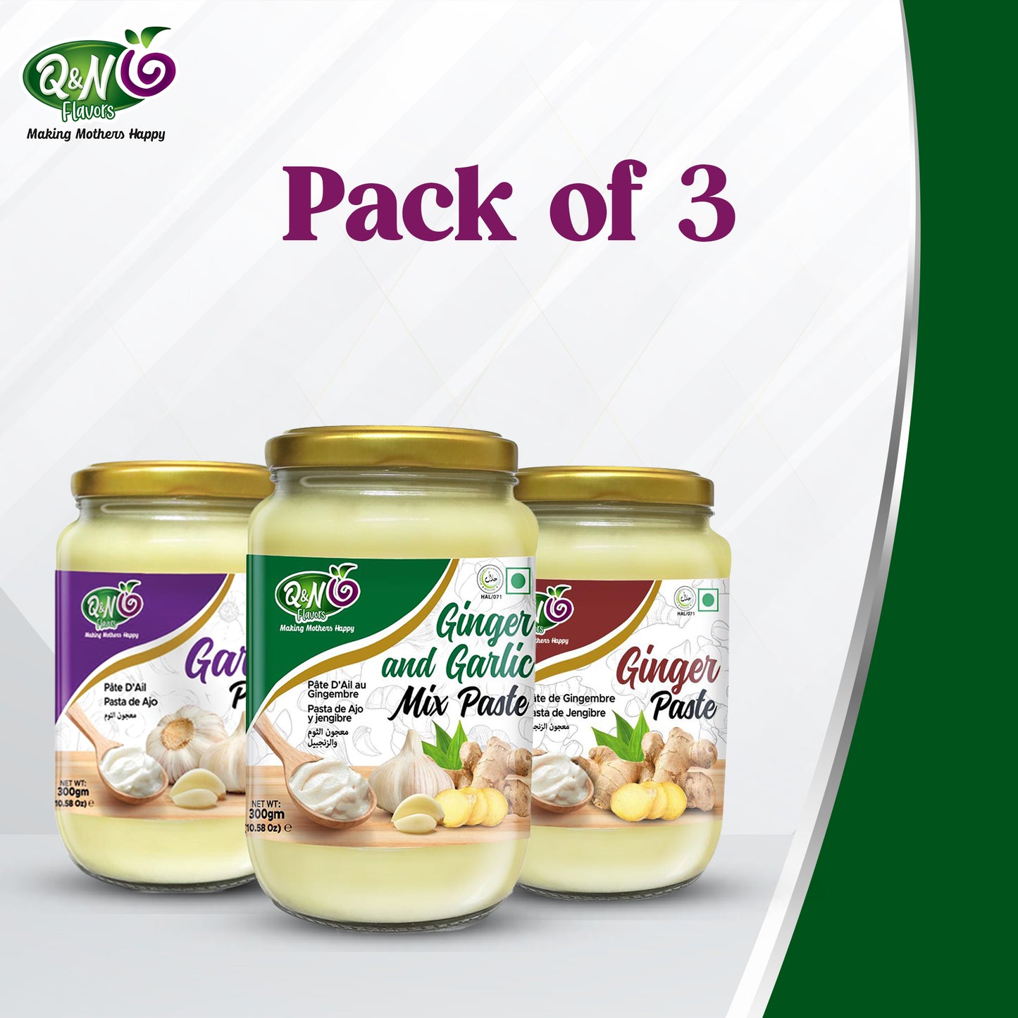 Q&N FLAVORS GINGER GARLIC MIX PASTE / GARLIC / GINGER 300GM