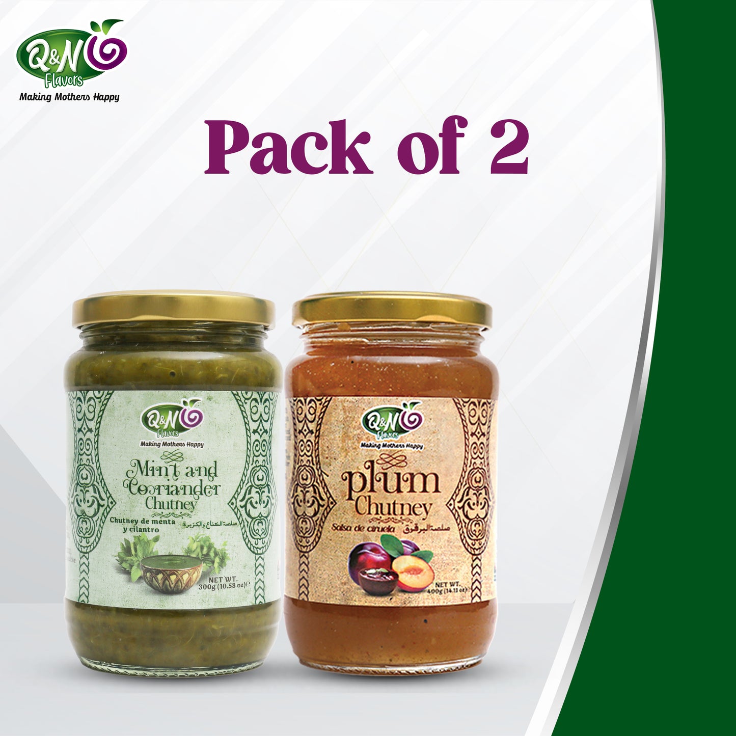 Q&N FLAVORS MINT CORIANDER CHUTNEY / Q&N FLAVORS PLUM CHUTNEY