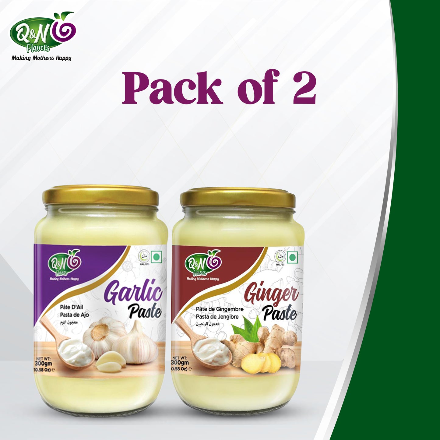 Q&N FLAVORS GARLIC PASTE / GINGER PASTE 300GM
