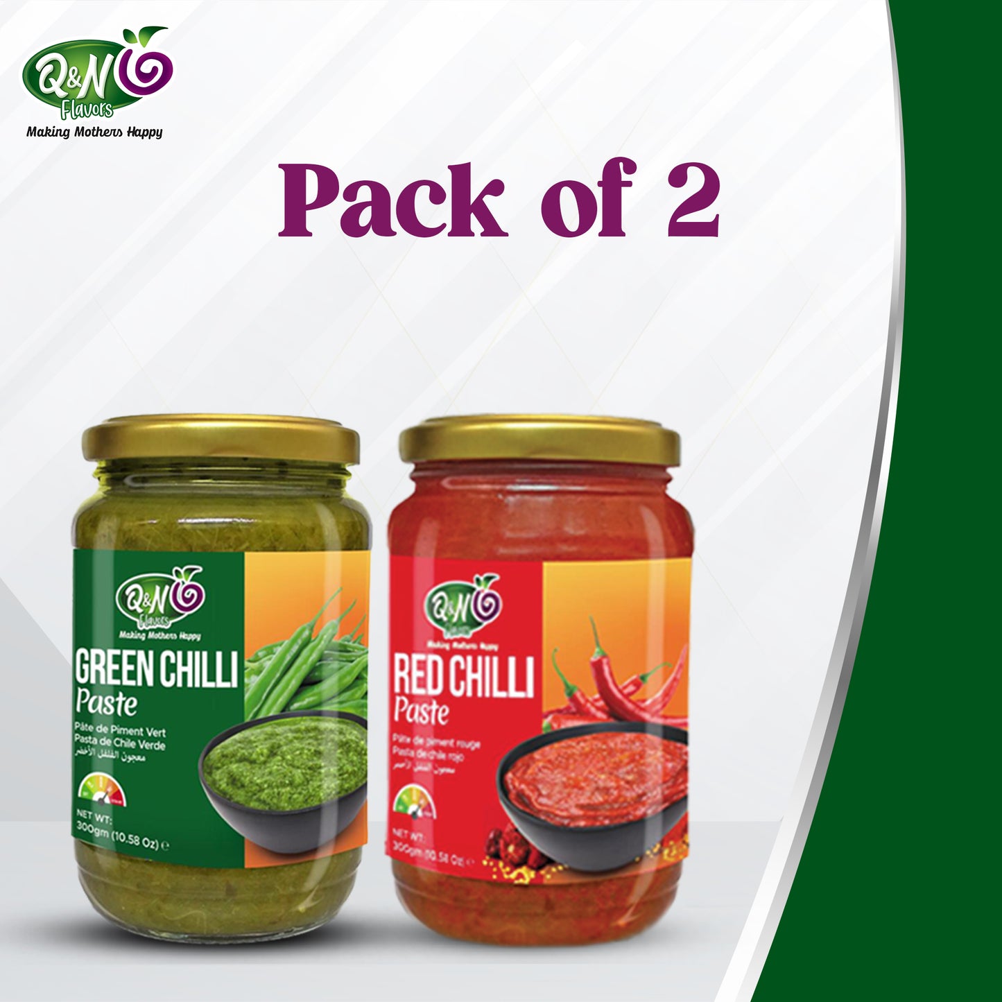 Q&N FLAVORS GREEN CHILLI PASTE / RED CHILLI PASTE 300GM