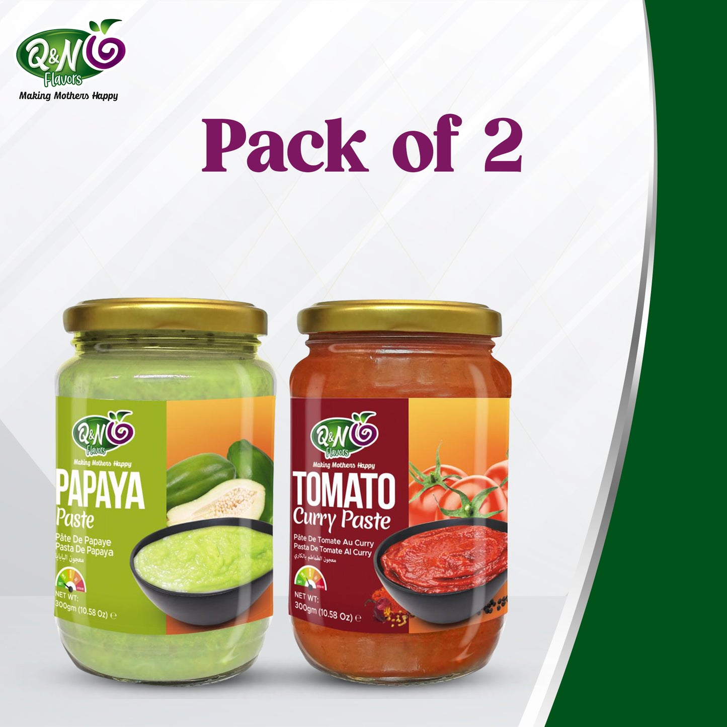 Q&N FLAVORS PAPAYA PASTE / TOMATO CURRY PASTE 300GM