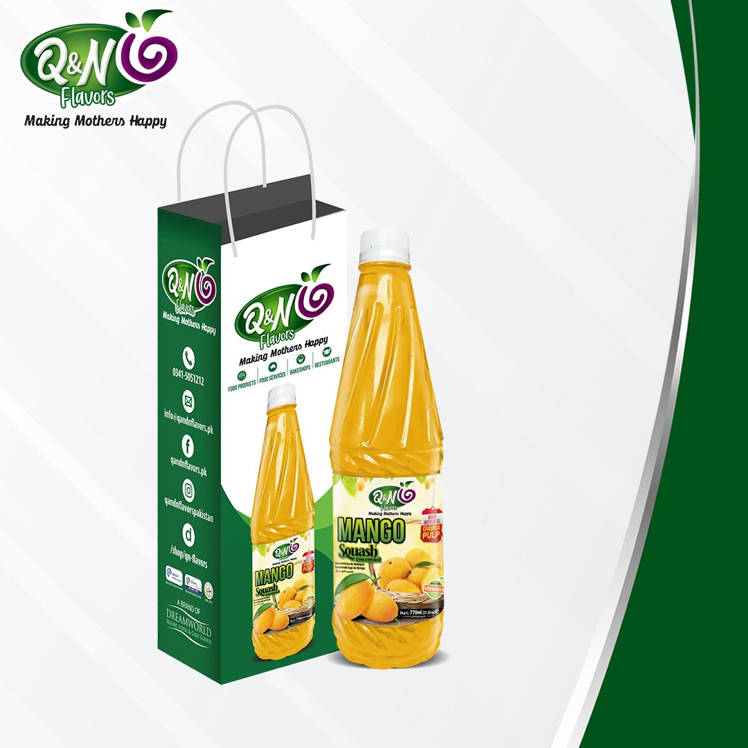 Q&N FLAVORS MANGO SQUASH 770ML with Single Bottle Gift Bag