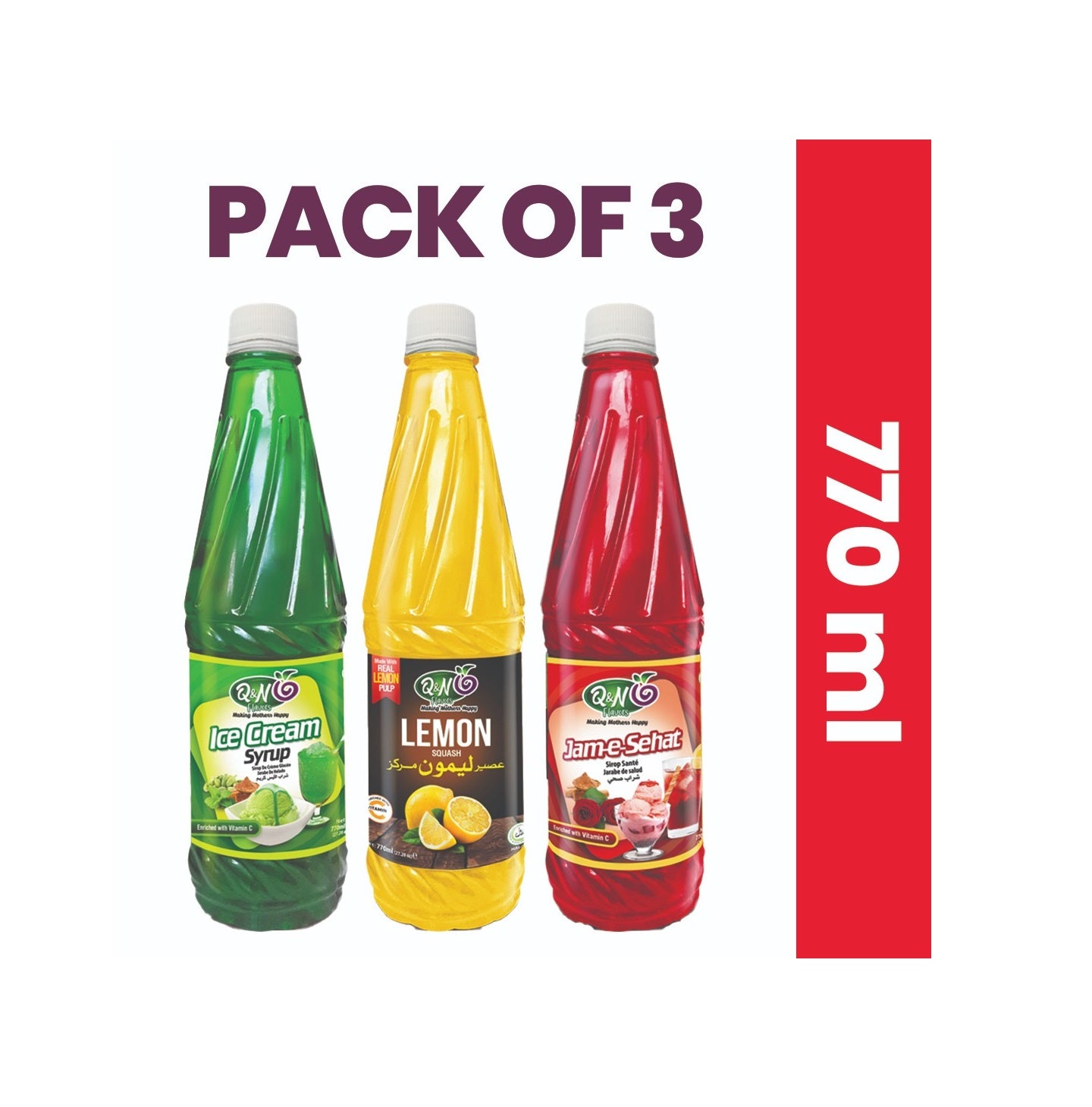Bundle Deal - Lemon Squash Ice Cream Soda and Jam e Sehat Drink Syrup - 770ml