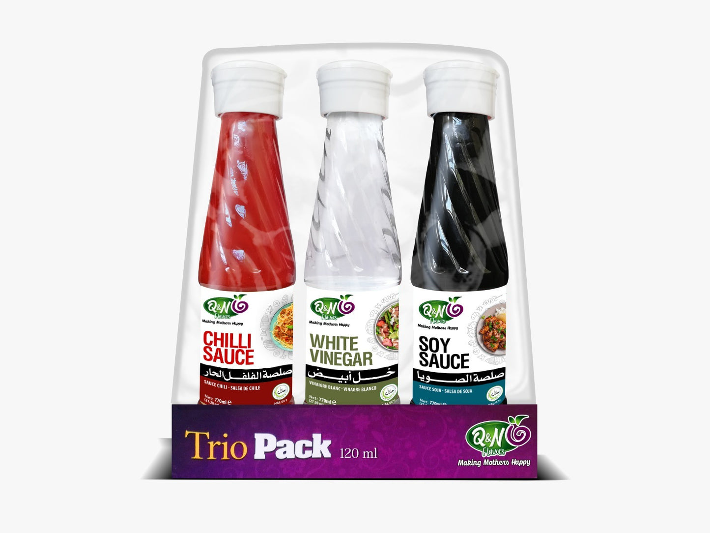 Q&N FLAVORS TRIO PACK(SOY/CHILLI/VINEGAR) 120ML