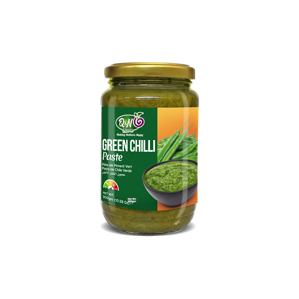 Q&N Flavors Green Chili Paste – 300g | Fresh & Spicy Cooking Paste